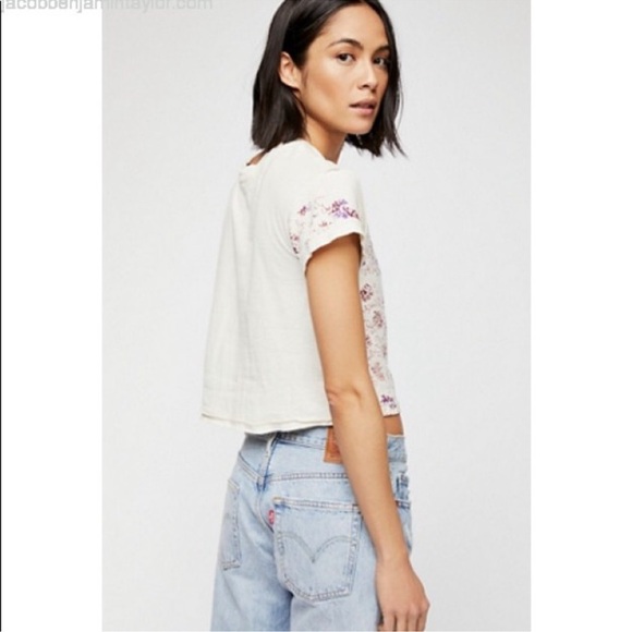 FREE PEOPLE sequin eagle crop tee sz Small - Picture 4 of 7